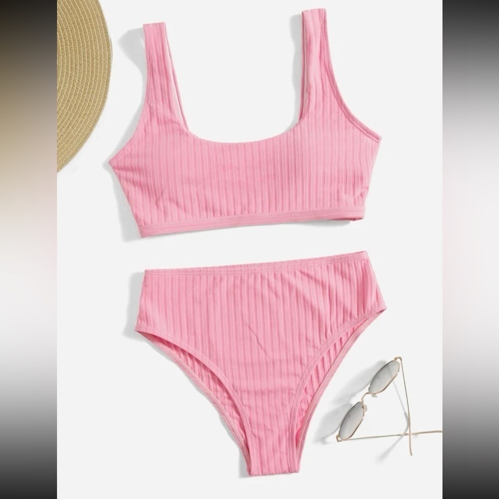 NEW ROMWE PINK  RIBBED BIKINI - S